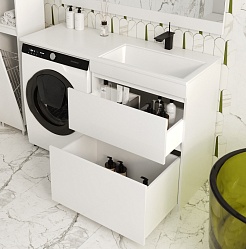 Style Line Мебель для ванной Даллас 130 R Люкс Plus белая – фотография-7